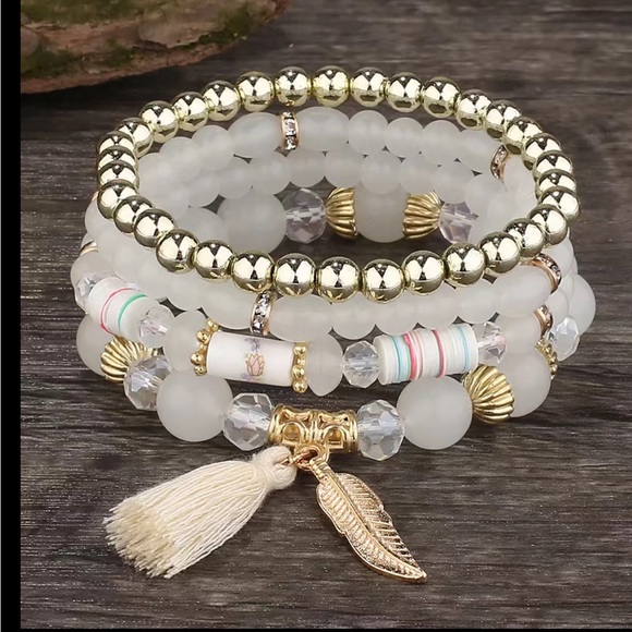 Jewelry - Boho Colorful Multilayer Bracelet Tassel AcrylicStained Glass Bead Accessory